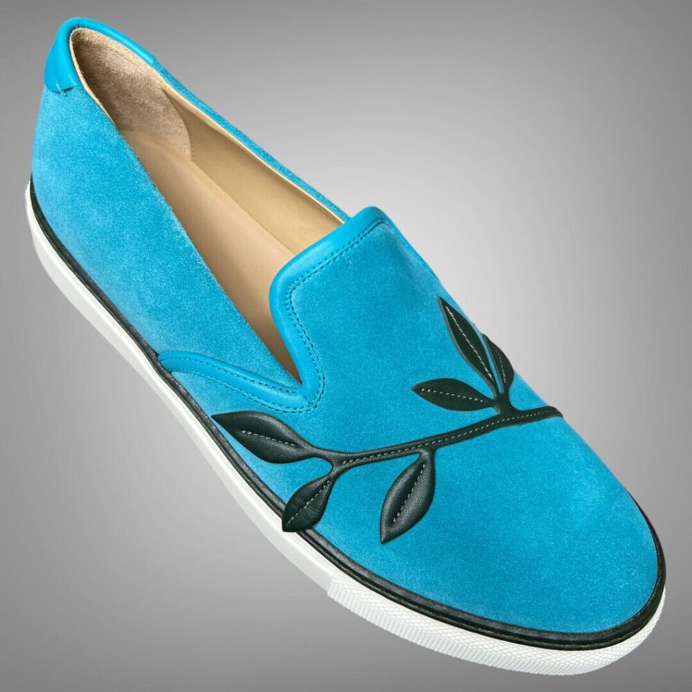 Hermes Mambo Kick Thalassa Veal Suede Moccasin Sneaker EU Size 40 Shoes